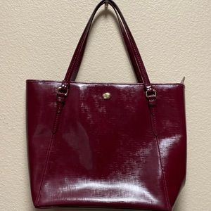 Gorgeous Coach deep merlot color leather tote.